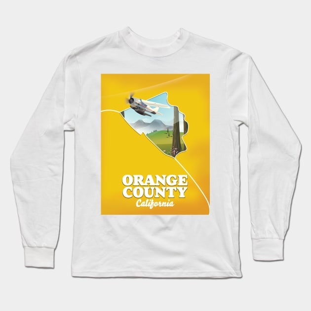 Orange County California Travel poster Long Sleeve T-Shirt by nickemporium1